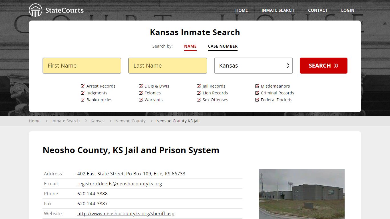 Neosho County KS Jail Inmate Records Search, Kansas - StateCourts